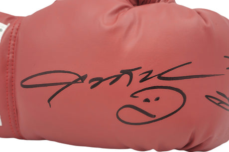 Sugar Ray Leonard & Thomas "Hitman" Hearns Autographed Red Everlast Boxing Glove RH JSA Stock #238356