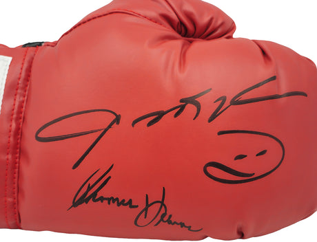 Sugar Ray Leonard & Thomas "Hitman" Hearns Autographed Red Everlast Boxing Glove RH JSA Stock #238355