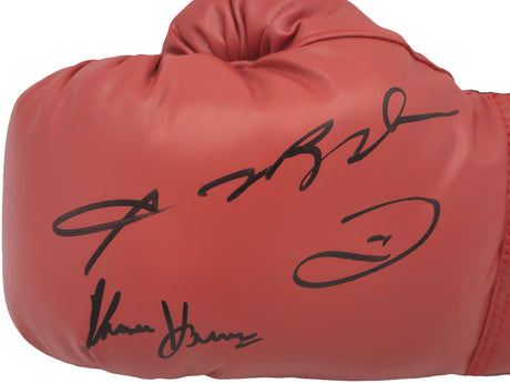 Sugar Ray Leonard & Thomas "Hitman" Hearns Autographed Red Everlast Boxing Glove LH JSA Stock #238353