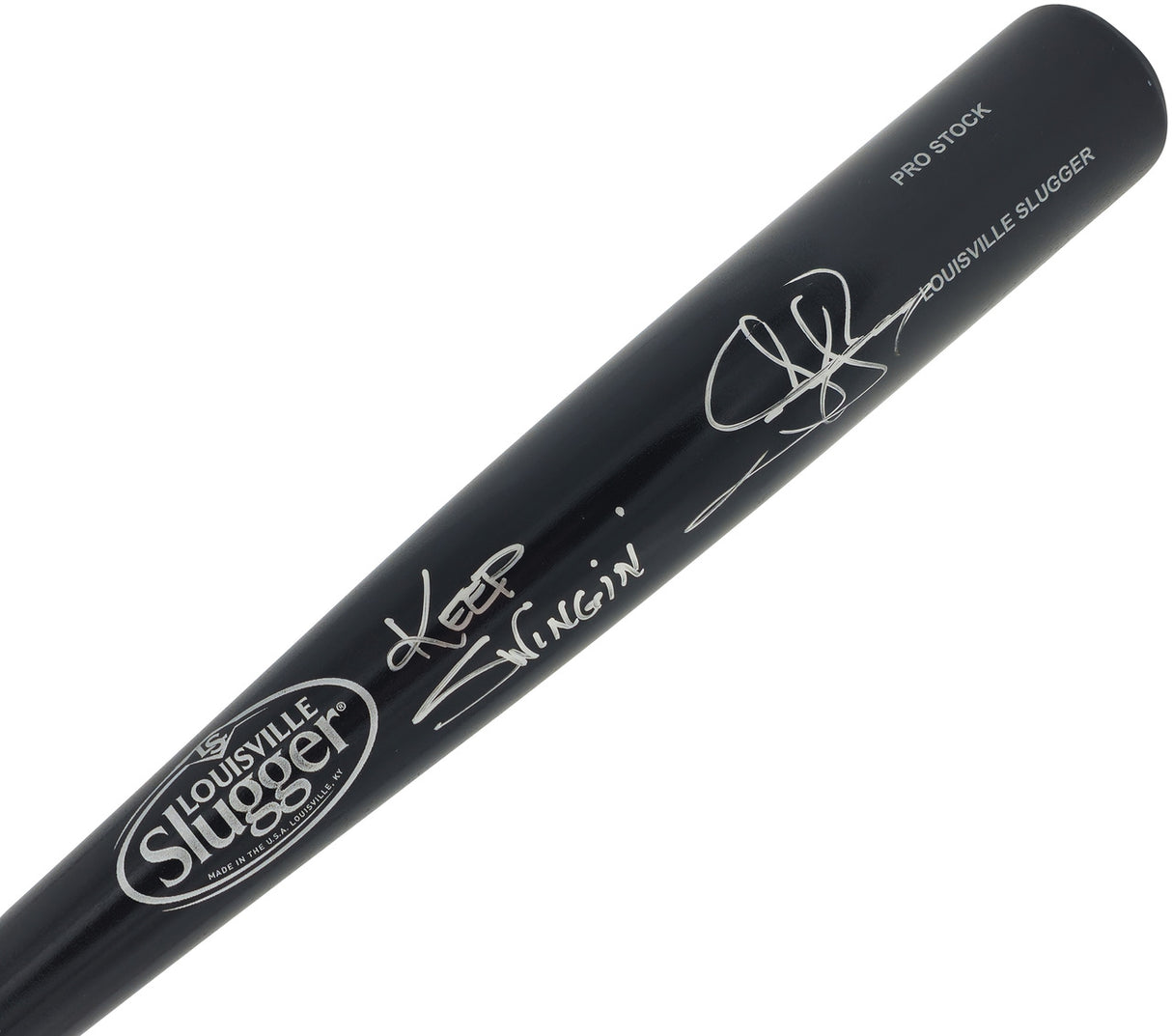 Jay Buhner Autographed Black Louisville Slugger Pro Stock Baseball Bat Seattle Mariners "Keep Swingin" Beckett BAS Witness Stock #238593