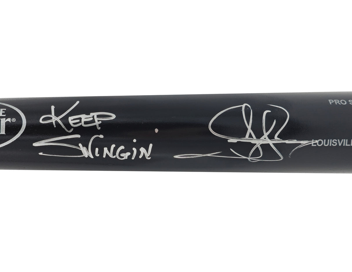 Jay Buhner Autographed Black Louisville Slugger Pro Stock Baseball Bat Seattle Mariners "Keep Swingin" Beckett BAS Witness Stock #238593