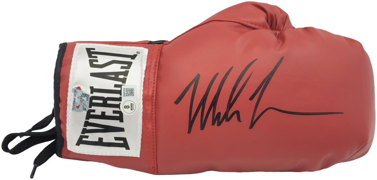 Mike Tyson Autographed Red Everlast Boxing Glove RH Beckett BAS Witness Stock #238300