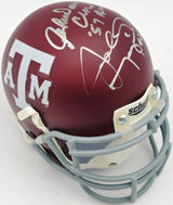 John David Crow & Johnny Manziel Autographed Texas A&M Aggies Maroon Authentic Mini Helmet "57 Heisman" #198/240 PSA/DNA #U30470