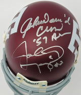 John David Crow & Johnny Manziel Autographed Texas A&M Aggies Maroon Authentic Mini Helmet "57 Heisman" #198/240 PSA/DNA #U30470