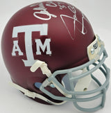 John David Crow & Johnny Manziel Autographed Texas A&M Aggies Maroon Authentic Mini Helmet "57 Heisman" #198/240 PSA/DNA #U30470