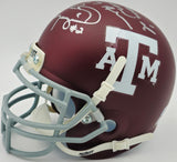 John David Crow & Johnny Manziel Autographed Texas A&M Aggies Maroon Authentic Mini Helmet "57 Heisman" #198/240 PSA/DNA #U30470