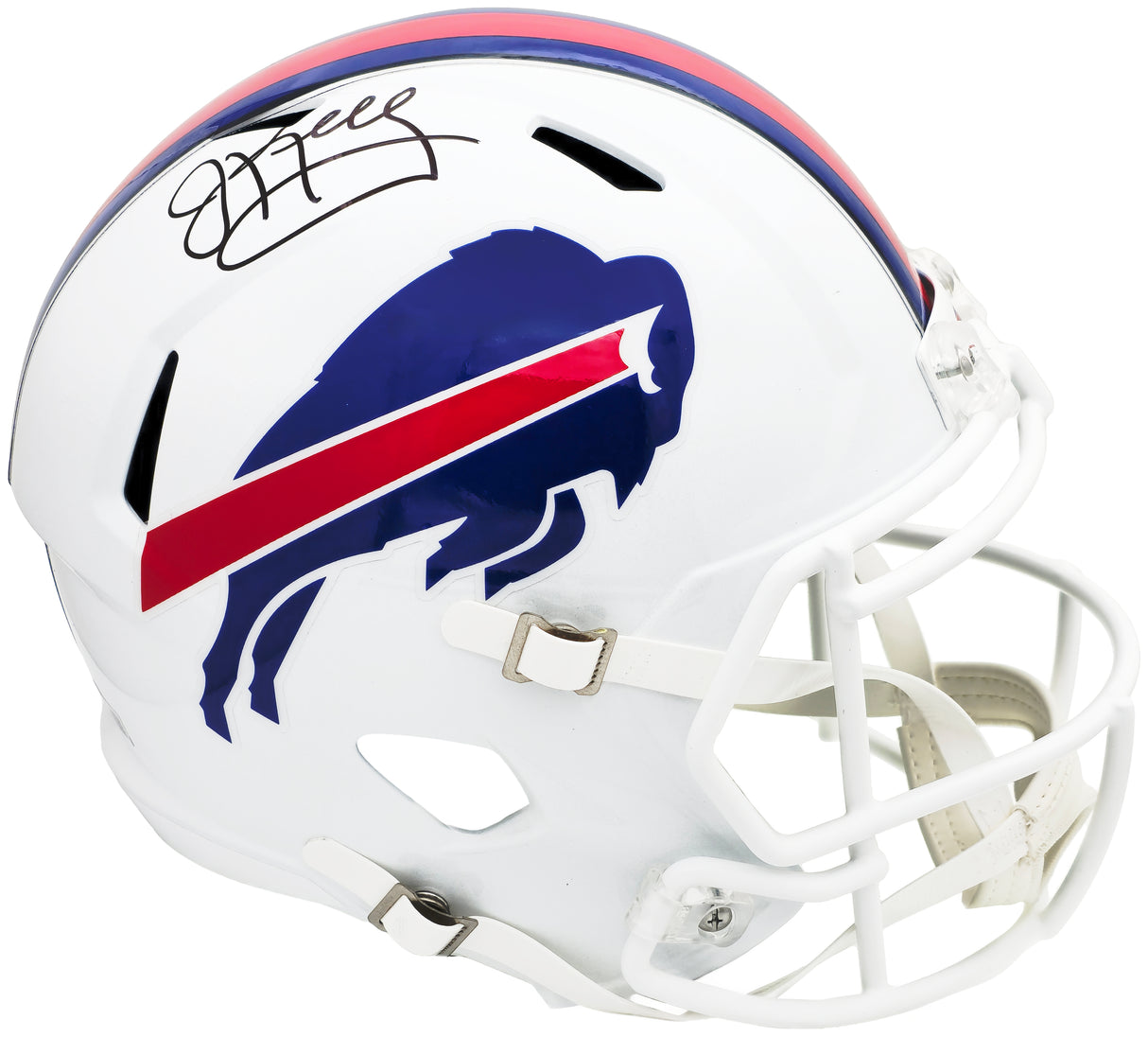 Jim Kelly Autographed Buffalo Bills White Full Size Speed Replica Helmet Beckett BAS Witness Stock #224728