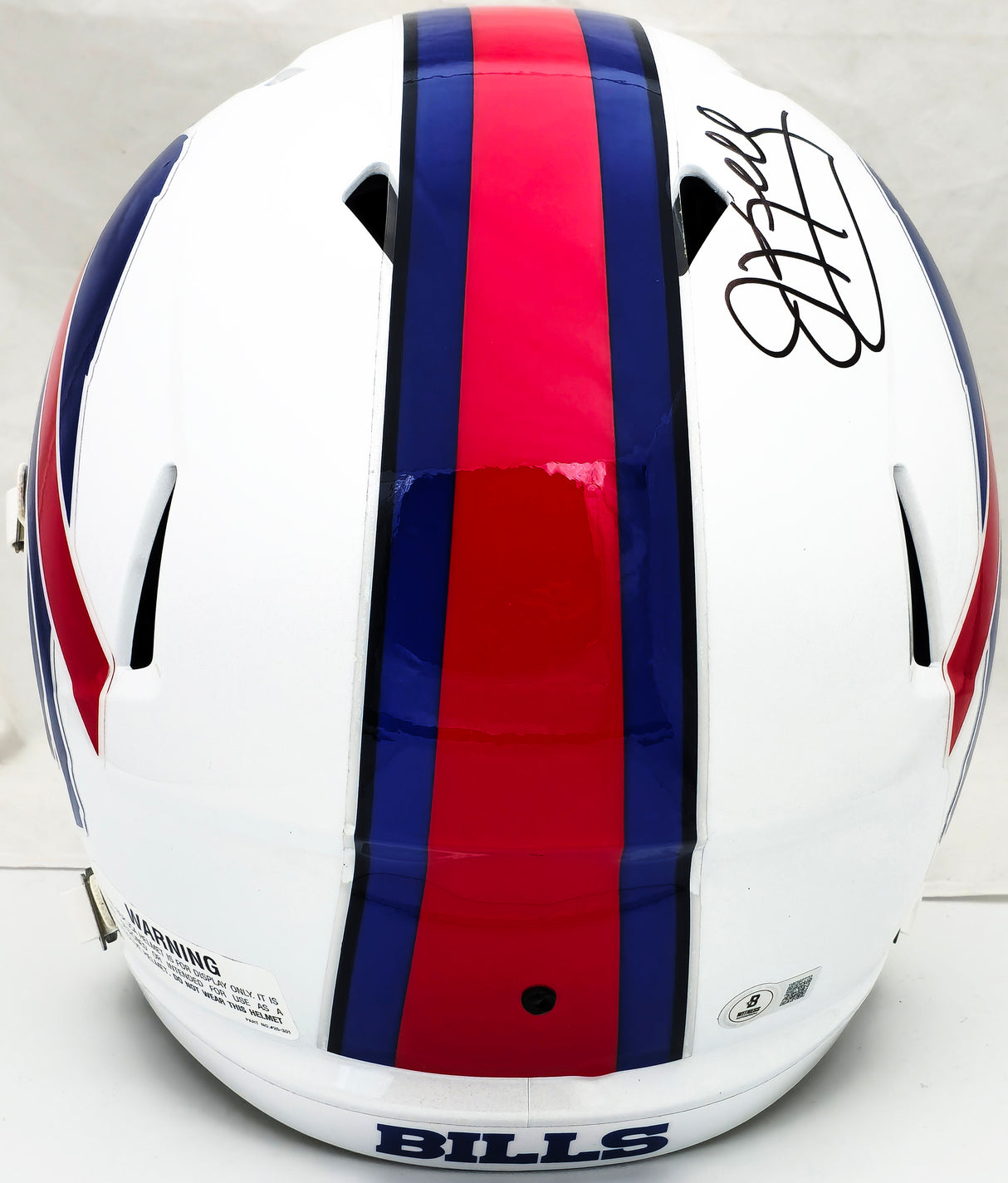 Jim Kelly Autographed Buffalo Bills White Full Size Speed Replica Helmet Beckett BAS Witness Stock #224728