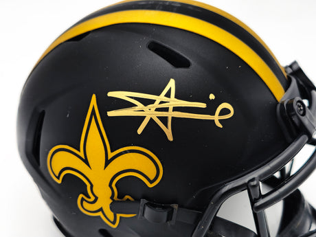 Alvin Kamara Autographed New Orleans Saints Eclipse Black Speed Mini Helmet Beckett BAS Witness Stock #224757