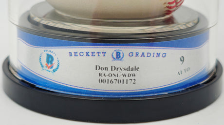 Don Drysdale Autographed Official NL Baseball Los Angeles Dodgers Auto Grade Mint 9 Beckett BAS #16701172