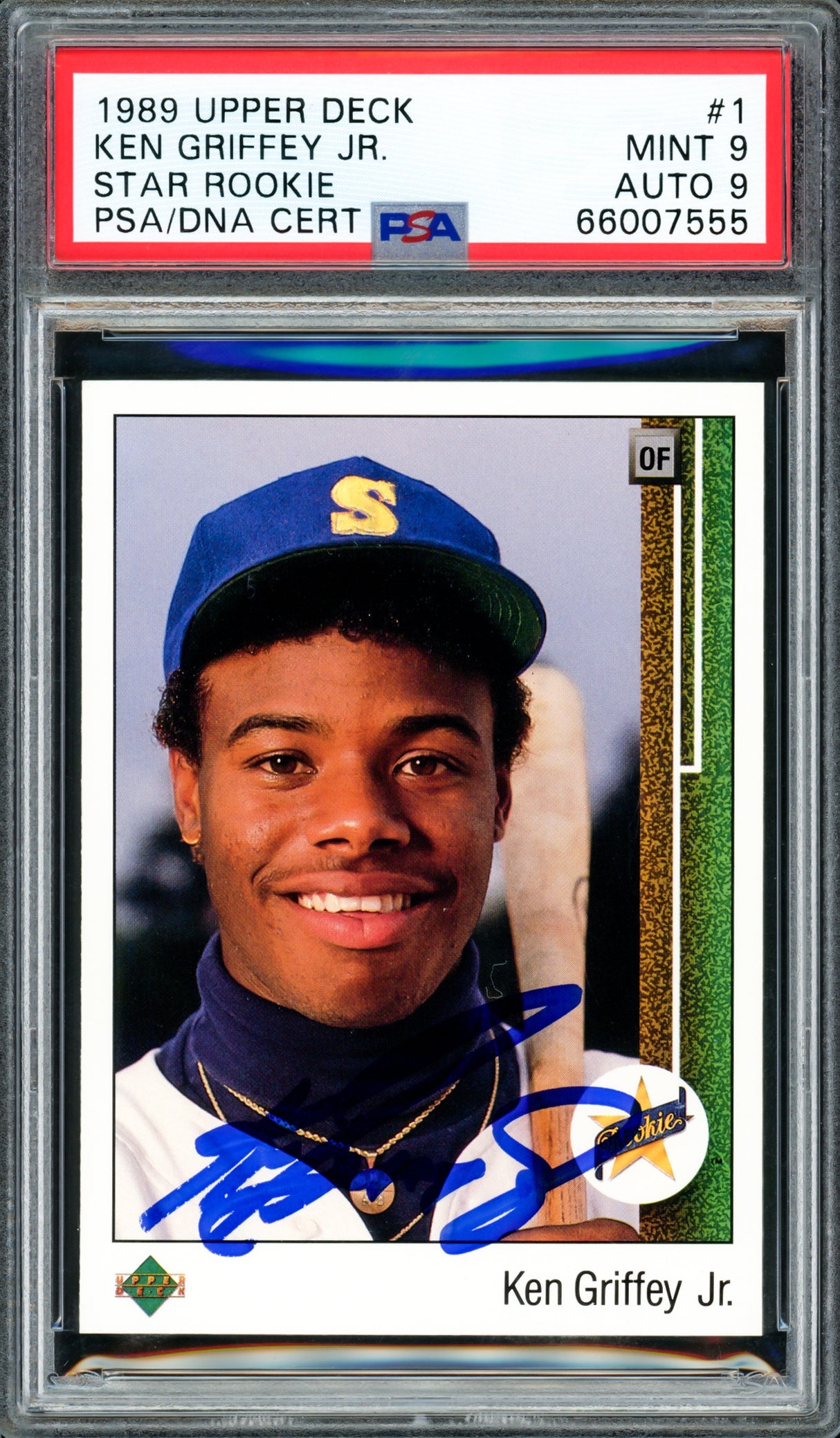 Ken Griffey Jr. Autographed 1989 Upper Deck Rookie Card #1 Seattle Mariners PSA 9 Auto Grade Mint 9 PSA/DNA #66007555