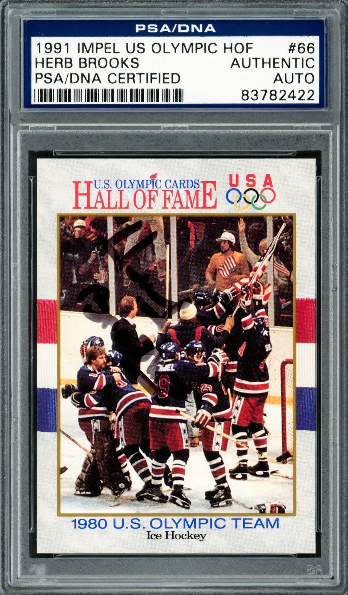 Herb Brooks Autographed 1991 Impel Card #66 1980 Team USA Olympic Hockey PSA/DNA #83782422