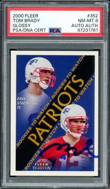 Tom Brady Autographed 2000 Fleer Glossy Rookie Card #352 New England Patriots PSA 8 PSA/DNA #97231761