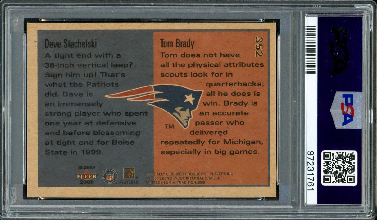 Tom Brady Autographed 2000 Fleer Glossy Rookie Card #352 New England Patriots PSA 8 PSA/DNA #97231761