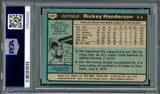 Rickey Henderson Autographed 1980 Topps Rookie Card #482 Oakland A's PSA 6 Auto Grade Gem Mint 10 PSA/DNA #76568982