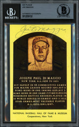 Joe DiMaggio Autographed Hall of Fame HOF Plaque Postcard New York Yankees Beckett BAS #12059152