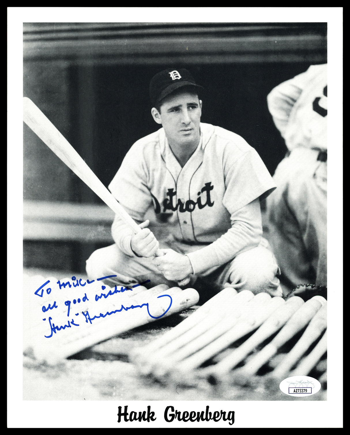 Hank Greenberg Autographed 8x10 Photo Detroit Tigers "To Mike" JSA #AZ73379