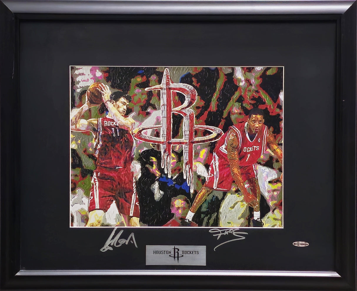 Yao Ming & Tracy McGrady Autographed Framed 10x13 Photo Art Display Houston Rockets UDA Holo & Beckett BAS #AE08358