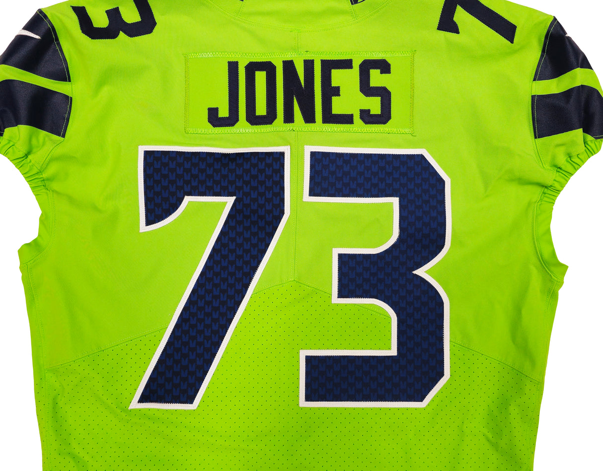 Jamarco Jones Unsigned Seattle Seahawks 2021 Game Used Action Green Color Rush Nike Jersey SS Holo #SA09818