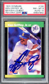 Ken Griffey Jr. Autographed 1989 Donruss Rookie Card #192 Seattle Mariners PSA 8 Auto Grade Gem Mint 10 PSA/DNA #64837892