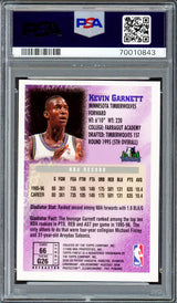 Kevin Garnett Autographed 1996 Finest Refractor Rookie Card #66 Minnesota Timberwolves PSA 8 Auto Grade Gem Mint 10 PSA/DNA #70010843