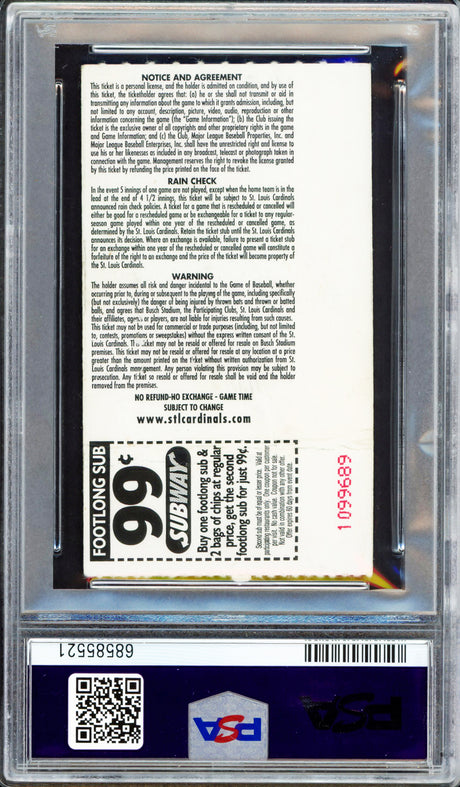 Ken Griffey Jr. Autographed 2004 St. Louis Cardinals 500th Home Run Ticket Stub #500 HR Seattle Mariners Auto Grade Mint 9 PSA/DNA #68585521