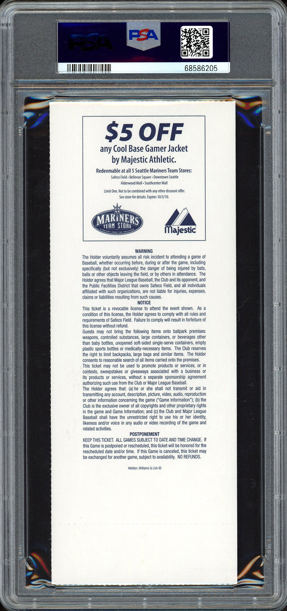 Ken Griffey Jr. & Ichiro Suzuki Autographed April 12th, 2010 Opening Day Ticket Stub Seattle Mariners PSA 5 Auto Grade Gem Mint 10 PSA/DNA #68586205