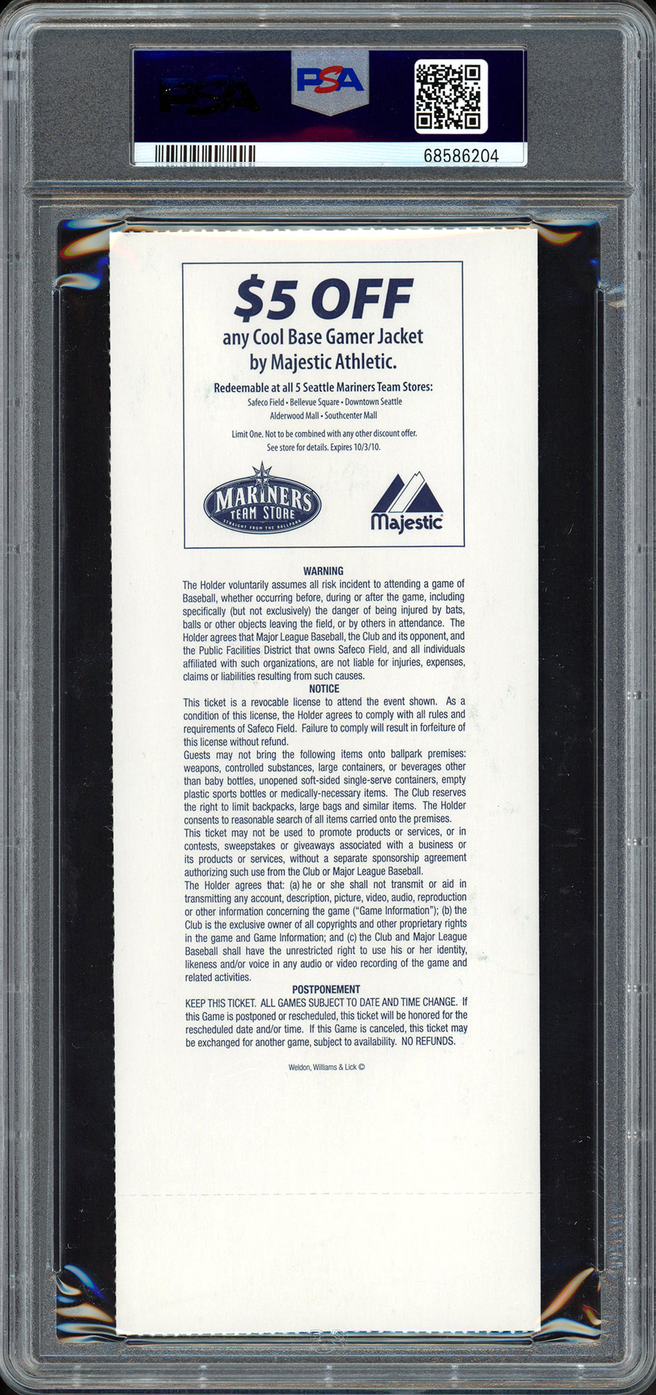 Ken Griffey Jr. & Ichiro Suzuki Autographed April 12th, 2010 Opening Day Ticket Stub Seattle Mariners PSA 5 Auto Grade Gem Mint 10 PSA/DNA #68586204