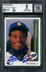 Ken Griffey Jr. Autographed 1989 Upper Deck Rookie Card #1 Seattle Mariners BGS 8 Auto Grade Gem Mint 10 Beckett BAS Stock #238790