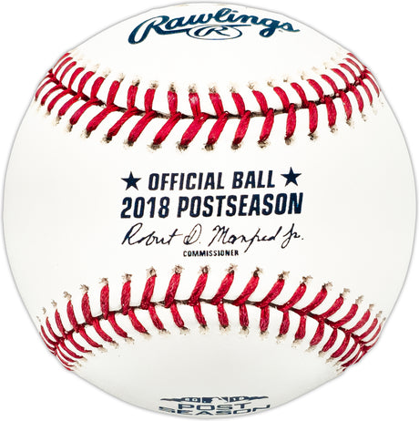 Mookie Betts Autographed Official 2018 MLB Postseason Logo Baseball Boston Red Sox JSA #AN24515