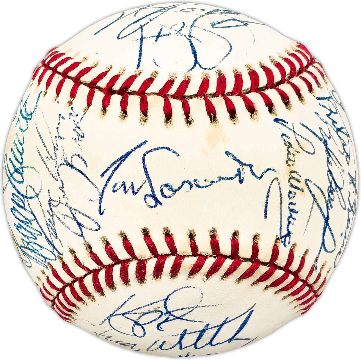 1994 Los Angeles Dodgers Team Autographed Official NL Baseball With 25 Signatures Including Pedro Martinez & Mike Piazza Beckett BAS #AC98342