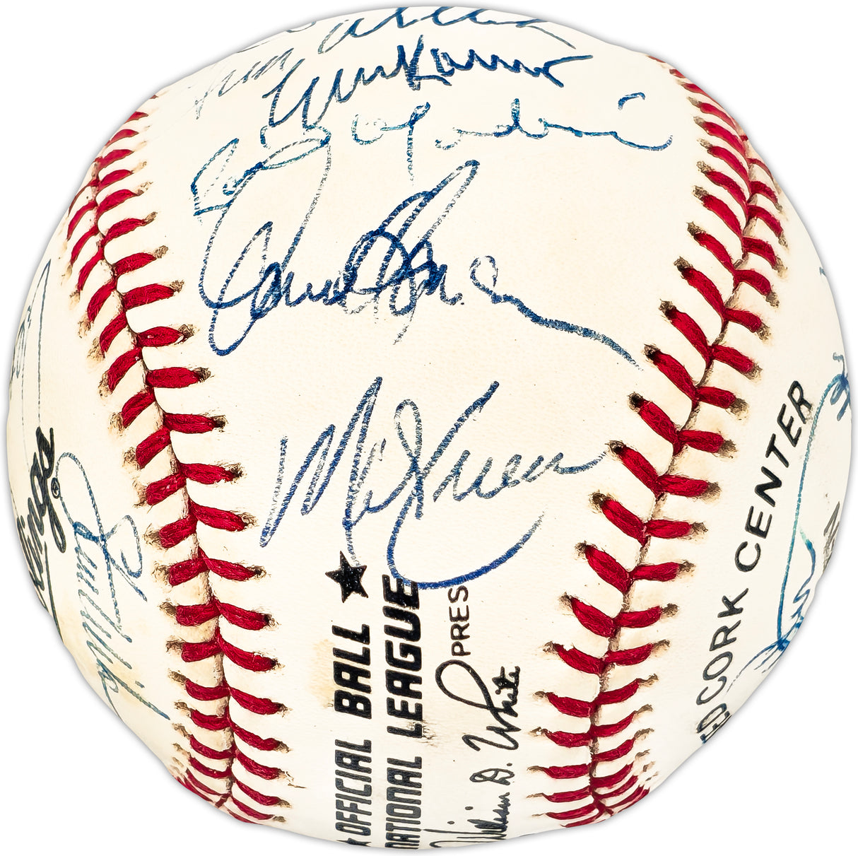 1994 Los Angeles Dodgers Team Autographed Official NL Baseball With 25 Signatures Including Pedro Martinez & Mike Piazza Beckett BAS #AC98342