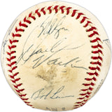 1970's MLB Stars & HOFer's Autographed Official Feeney NL Baseball With 10 Signatures Including Nolan Ryan & Lou Brock Beckett BAS #AC98322