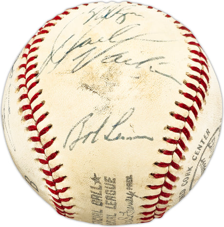 1970's MLB Stars & HOFer's Autographed Official Feeney NL Baseball With 10 Signatures Including Nolan Ryan & Lou Brock Beckett BAS #AC98322