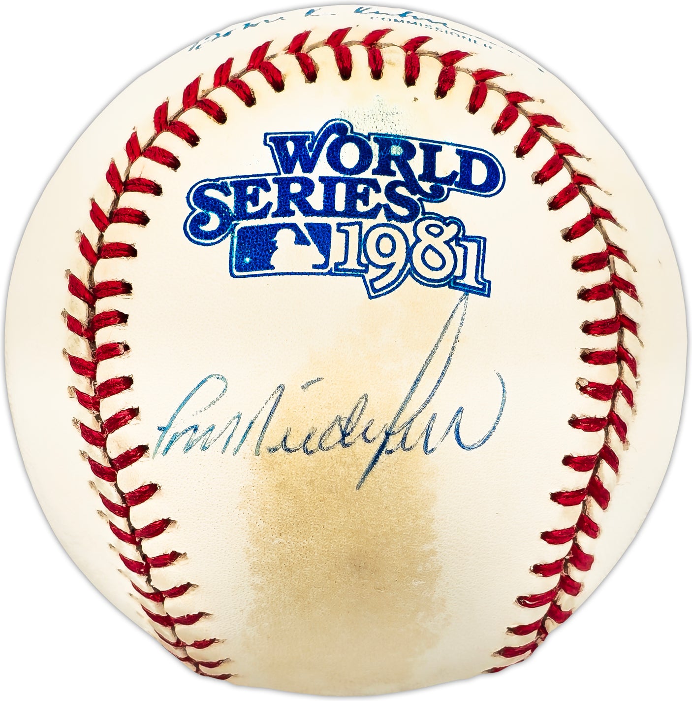 Tom Niedenfuer Autographed Official 1981 World Series Logo MLB Baseball Los Angeles Dodgers SKU #225577