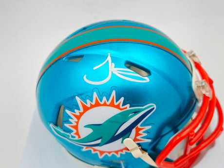 Tyreek Hill Autographed Miami Dolphins Flash Teal Speed Mini Helmet Beckett BAS Witness #WU95770