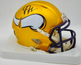 Justin Jefferson Autographed Minnesota Vikings Flash Gold Speed Mini Helmet Beckett BAS Witness #W503402