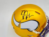 Justin Jefferson Autographed Minnesota Vikings Flash Gold Speed Mini Helmet Beckett BAS Witness #W503402