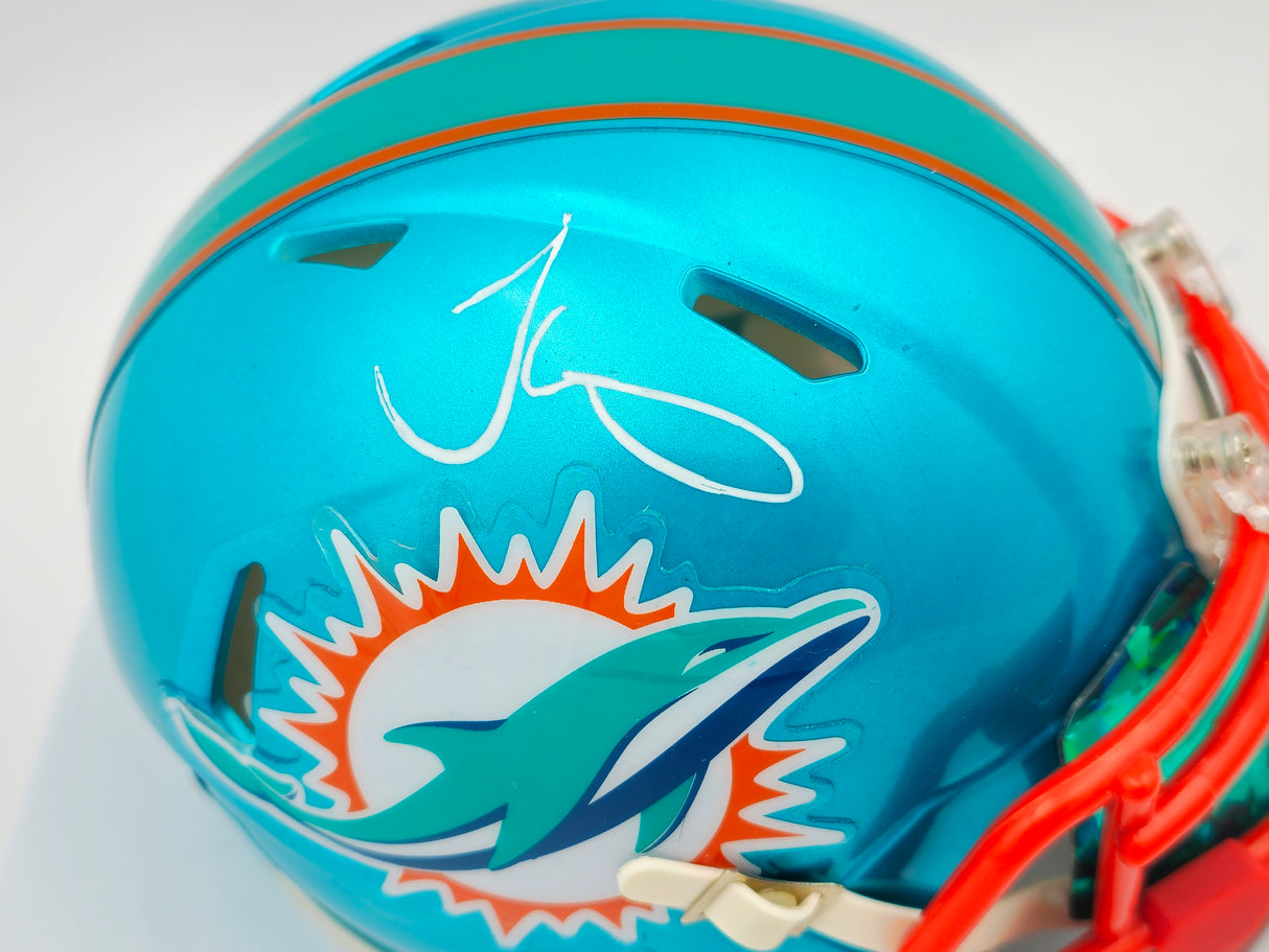 Tyreek Hill Autographed Miami Dolphins Flash Teal Speed Mini Helmet Beckett BAS Witness #WU94806