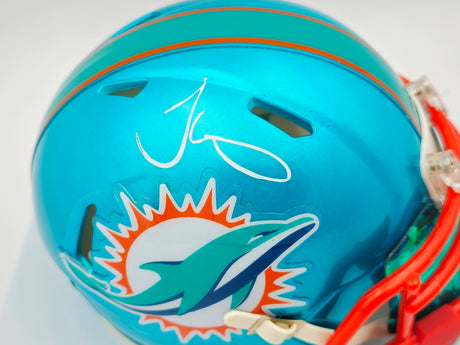 Tyreek Hill Autographed Miami Dolphins Flash Teal Speed Mini Helmet Beckett BAS Witness #WU94806