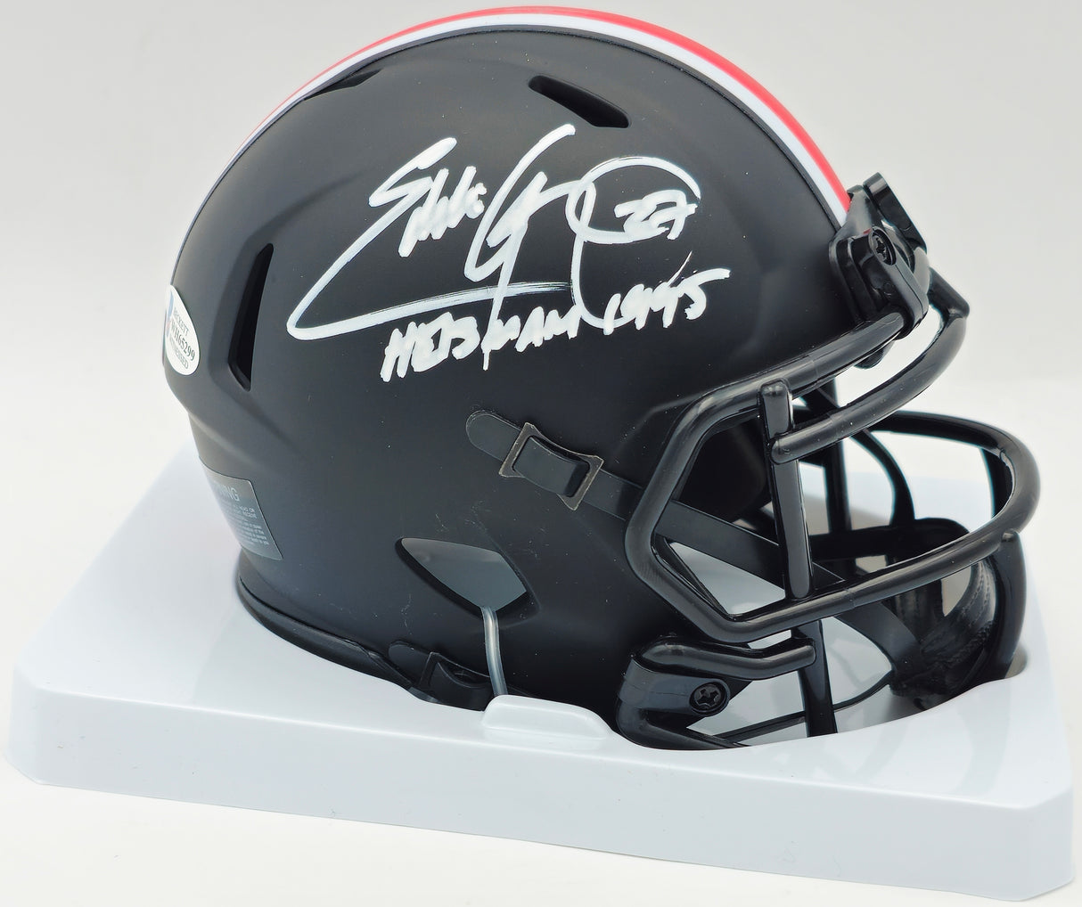 Eddie George Autographed Ohio State Buckeyes Eclipse Black Speed Mini Helmet "Heisman 1995" Beckett BAS Witness #WH65299