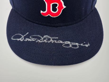 Dom DiMaggio Autographed Navy Blue New Era Authentic Collection Baseball Hat Boston Red Sox Fleer Holo #1457317