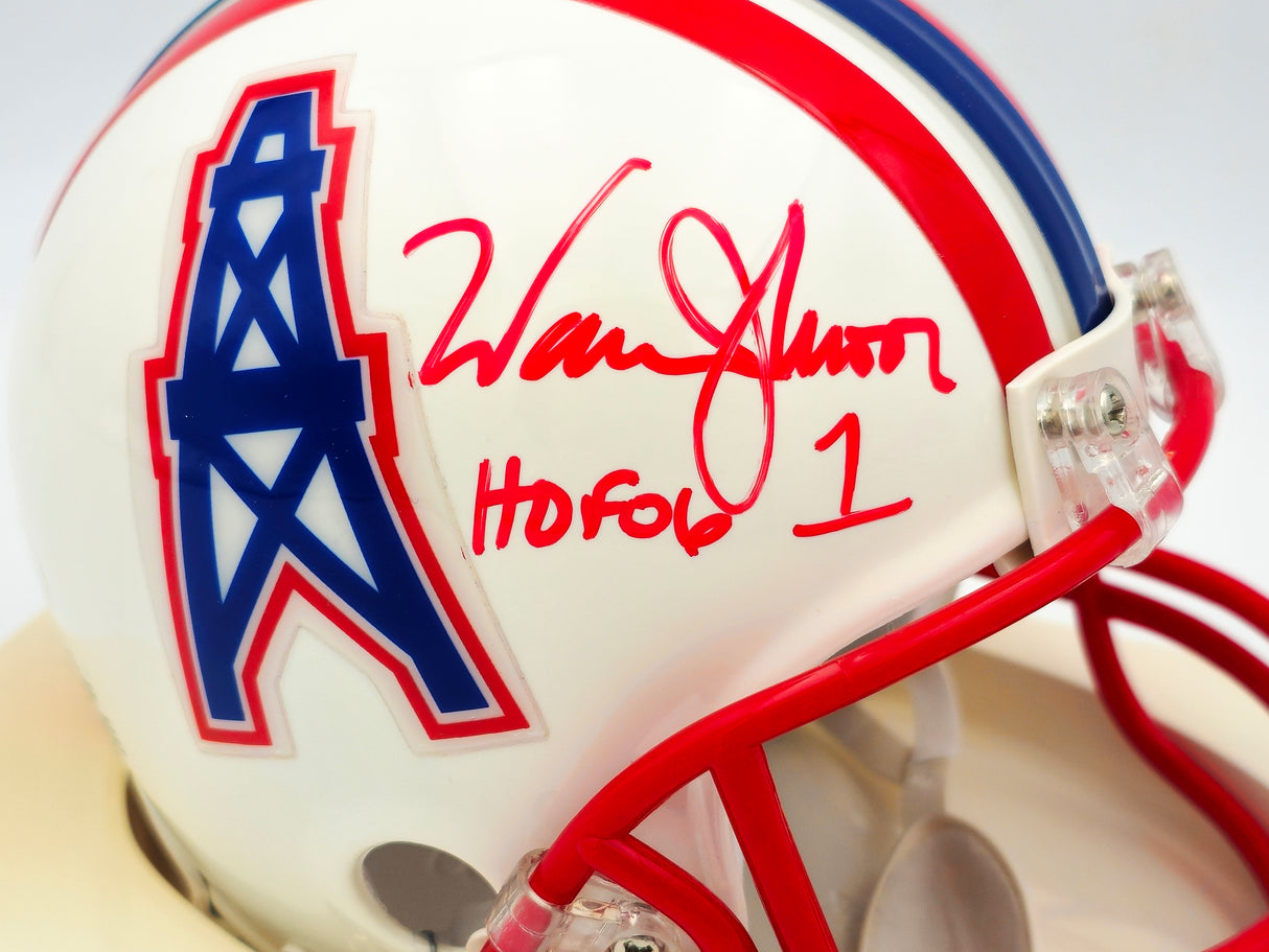 Warren Moon Autographed Houston Oilers White Mini Helmet JSA #M27637