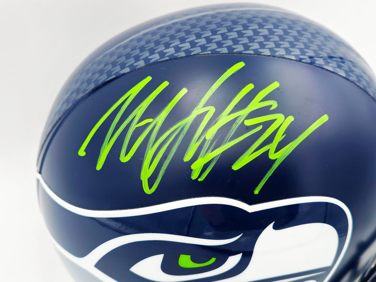 Marshawn Lynch Autographed Seattle Seahawks Blue Full Size Speed Replica Helmet ML Holo #10141