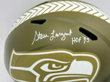 Steve Largent Autographed Seattle Seahawks Camo Green Full Size Speed Replica Salute to Service Helmet "HOF 95" Beckett BAS Witness #1W971222