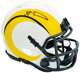 Aaron Donald Autographed Los Angeles Rams Lunar Eclipse White Speed Mini Helmet Beckett BAS Witness Stock #224830