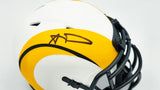 Aaron Donald Autographed Los Angeles Rams Lunar Eclipse White Speed Mini Helmet Beckett BAS Witness Stock #224830