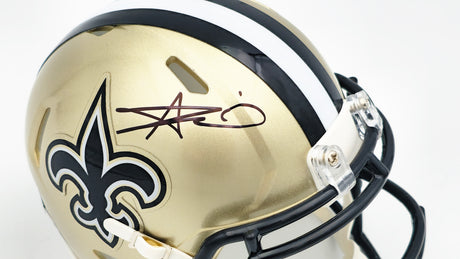 Alvin Kamara Autographed New Orleans Saints Gold Speed Mini Helmet Beckett BAS Witness Stock #224824