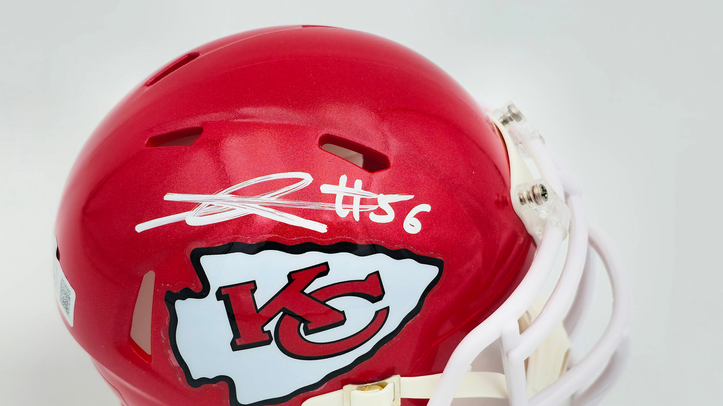 George Karlaftis Autographed Kansas City Chiefs Red Speed Mini Helmet Beckett BAS Witness Stock #224843