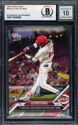 Elly De La Cruz Autographed 2024 Topps Now Rookie Card #50 Cincinnati Reds Auto Grade Gem Mint 10 Beckett BAS Stock #238903